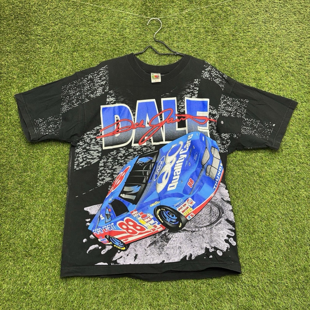 Vintage Dale Jarrett NASCAR AOP Shirt Mens XL Ford Racing Quality Care 90s